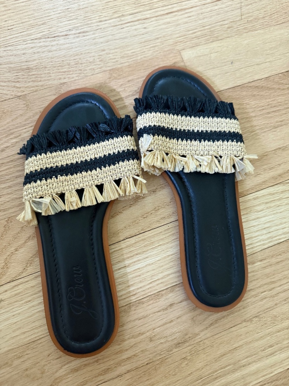 J Crew raffia two-tone sandals size 7